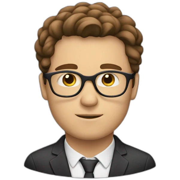  white man with brown hair wearing glasses and thinking emoji