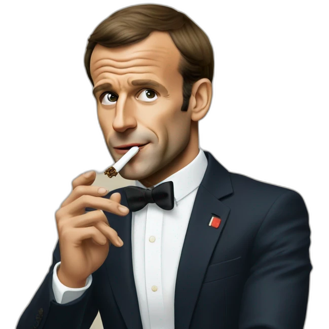 emmanuel macron smoking a big joint emoji