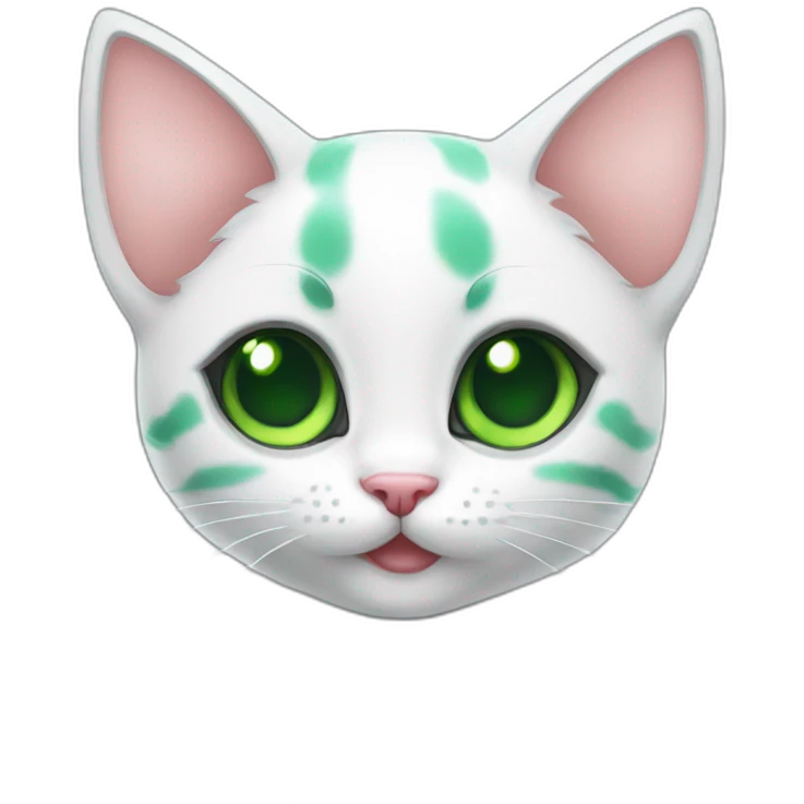 Super cute kitten with green anime eyes holding hearts emoji