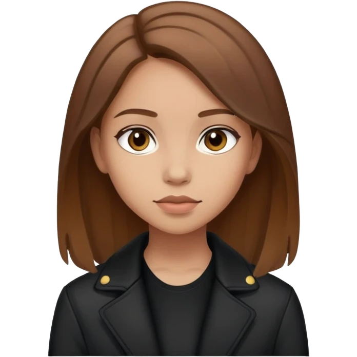 Light-skinned girl with brown hair wearing black jacket emoji