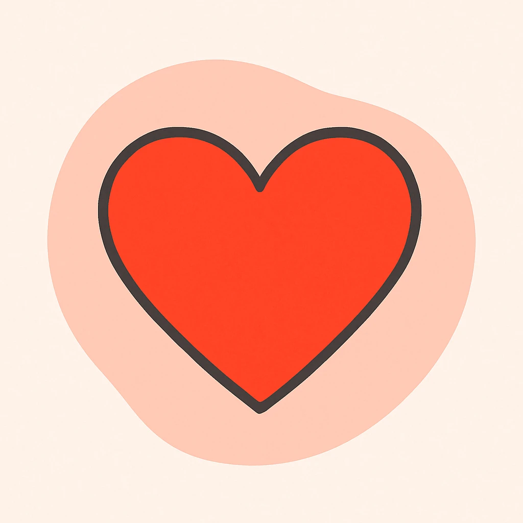 purple heart, red blob style, playful, no text emoji