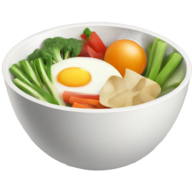 Bowl with sliced vegetables and egg emoji