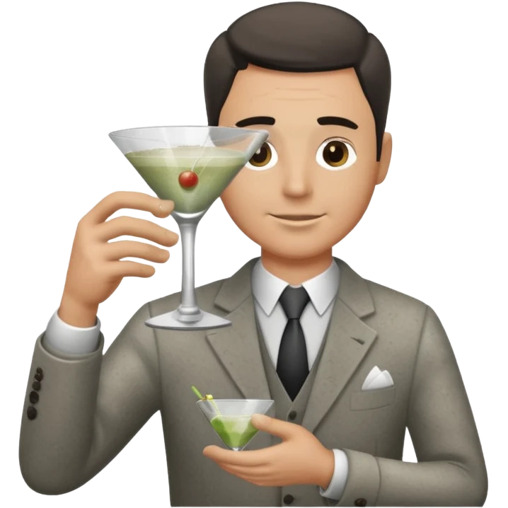 a pile of dust holding a martini emoji
