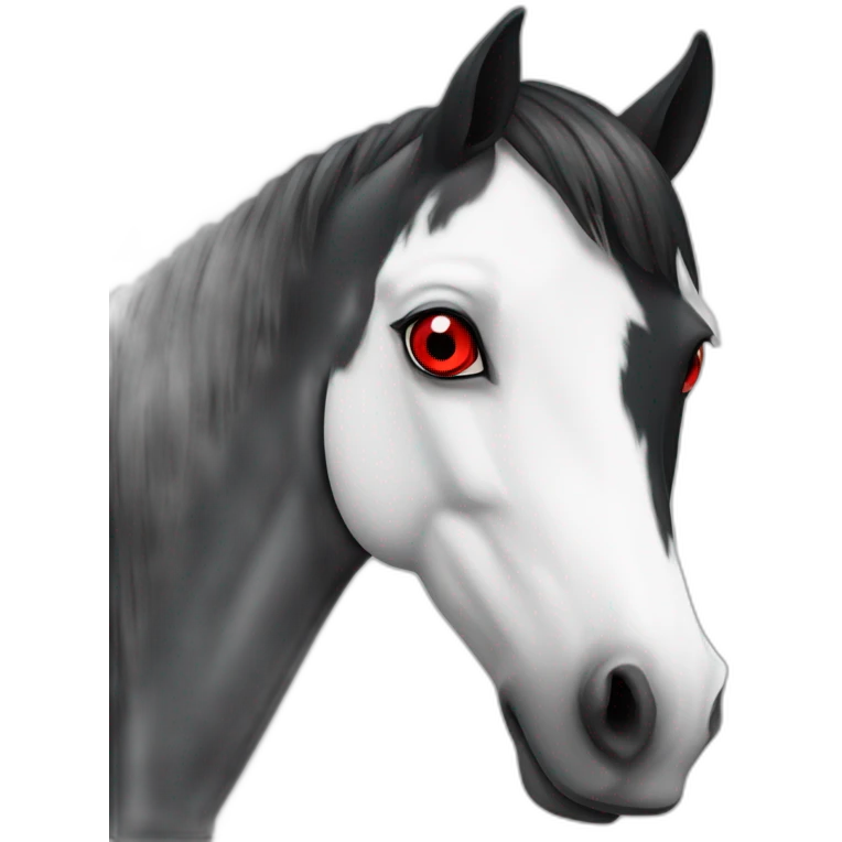 Black&white horse with red eyes emoji
