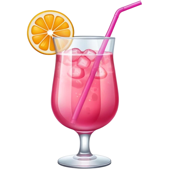 Refreshing pink fruity drink with straw in a glass emoji