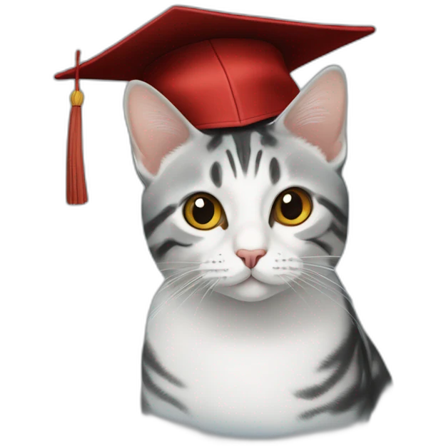 american shorthair cat in Square academic cap emoji