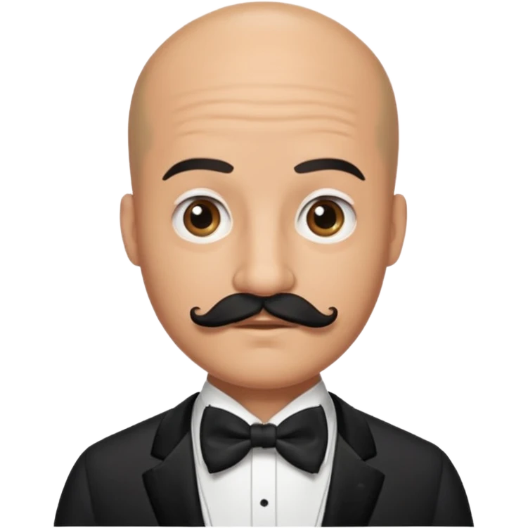 Bald guy with thick black mustache & bow tie emoji