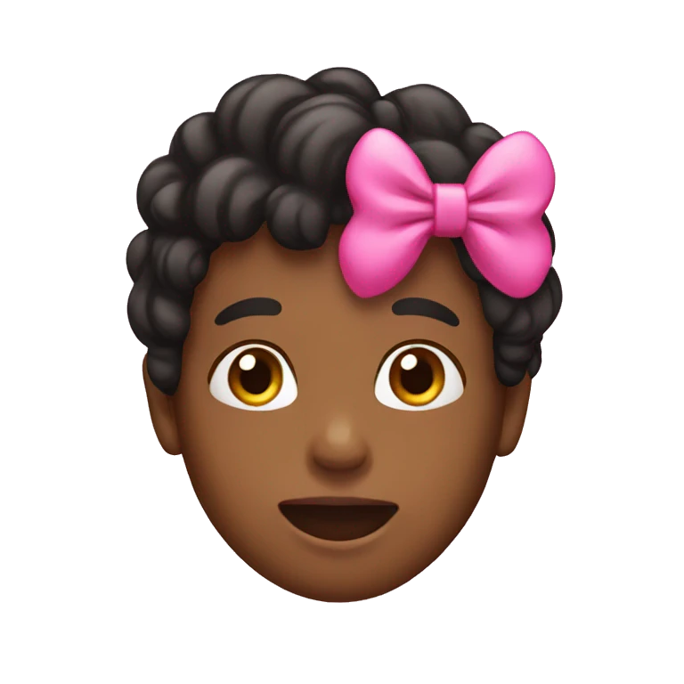 black boy with his tongue out with a pink bow on his hair  emoji