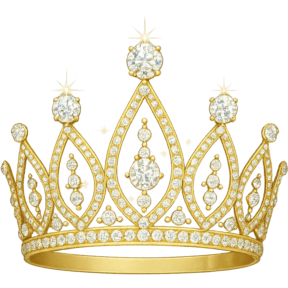 crown with a soft yellow base, only sparkling gems, no butterflies emoji