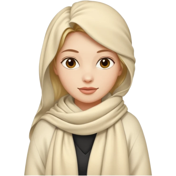 A woman wearing a cream pashmina who likes to walk emoji