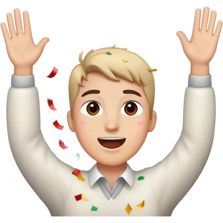 face with hands raised, confetti in the air, cheering at a parade emoji