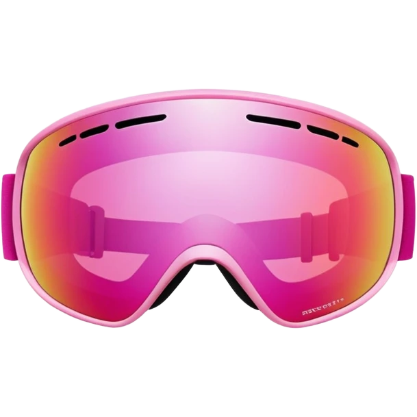 sporty pink ski goggles, frameless design with pink mirrored lenses, snow eyewear emoji