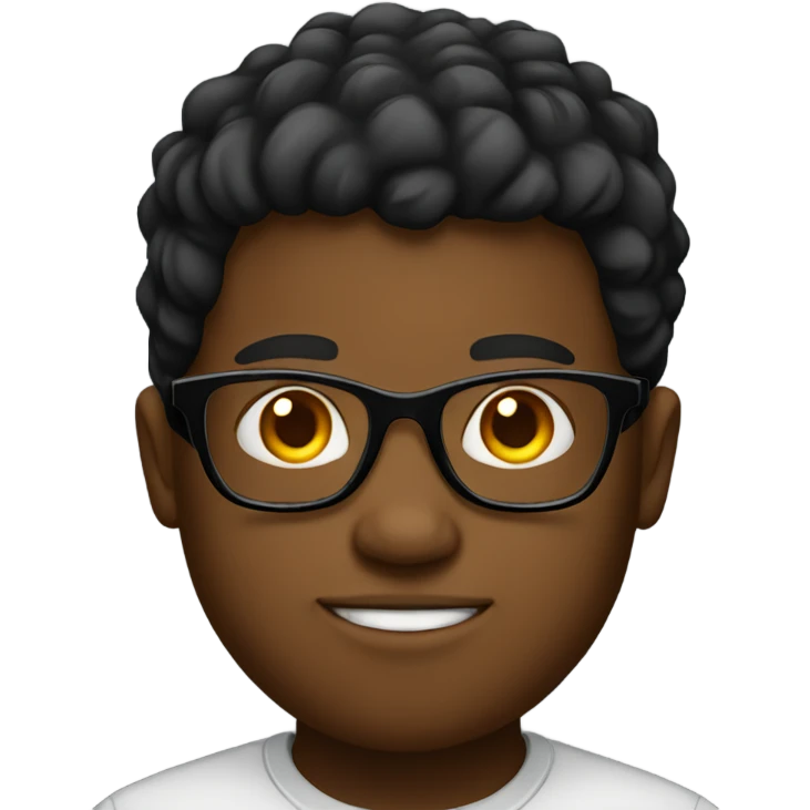 Black boy with glasses and fat emoji