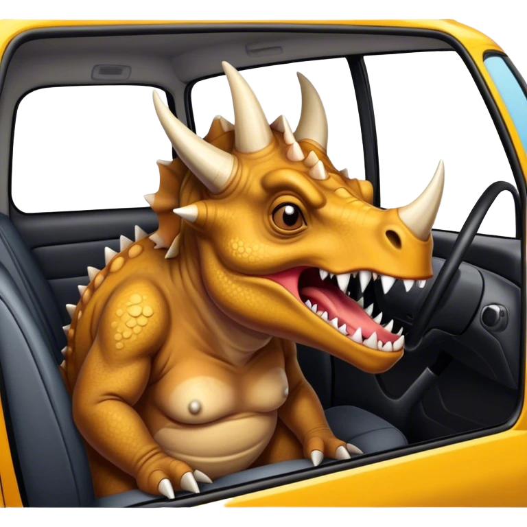 angry office triceratops in the back seat of the taxi emoji