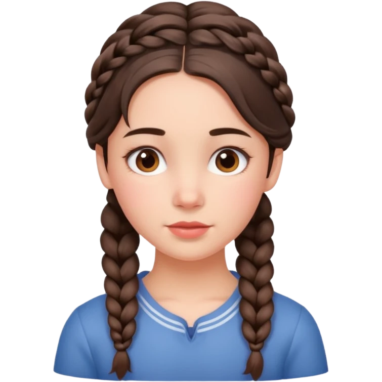 brunet kid girl young with braid emoji