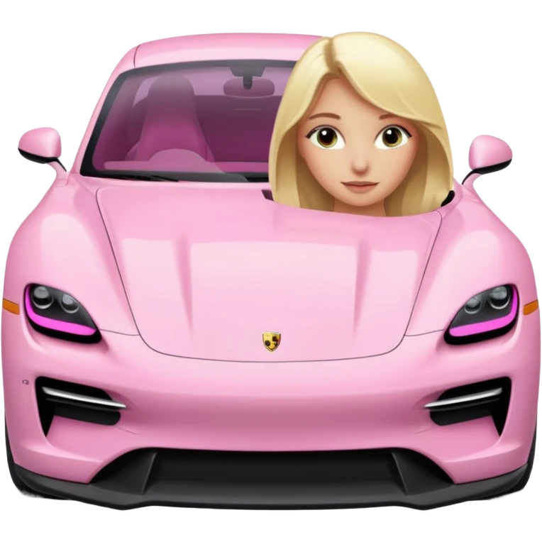 Pink porsche taycan with blonde girl in front of it emoji