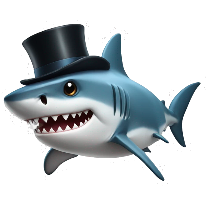 Shark with a top hat emoji