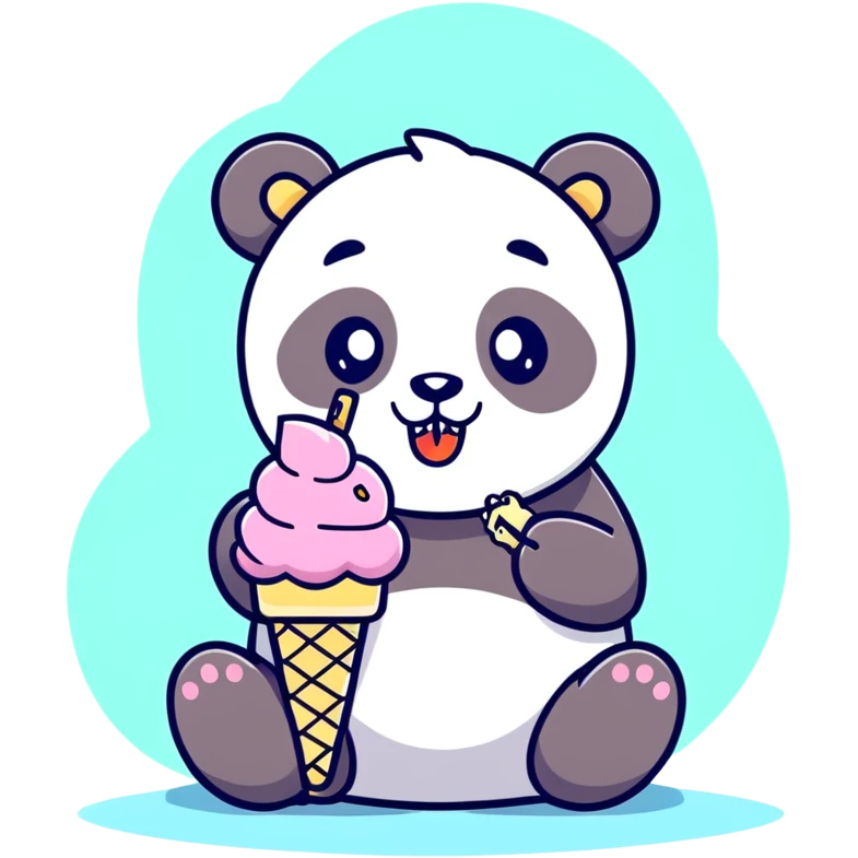 Panda eating ice cream emoji