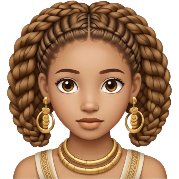 Girl with Fulani braids and curly back head and gold bangle earrings  emoji
