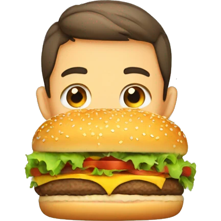 boy eat hamburger emoji