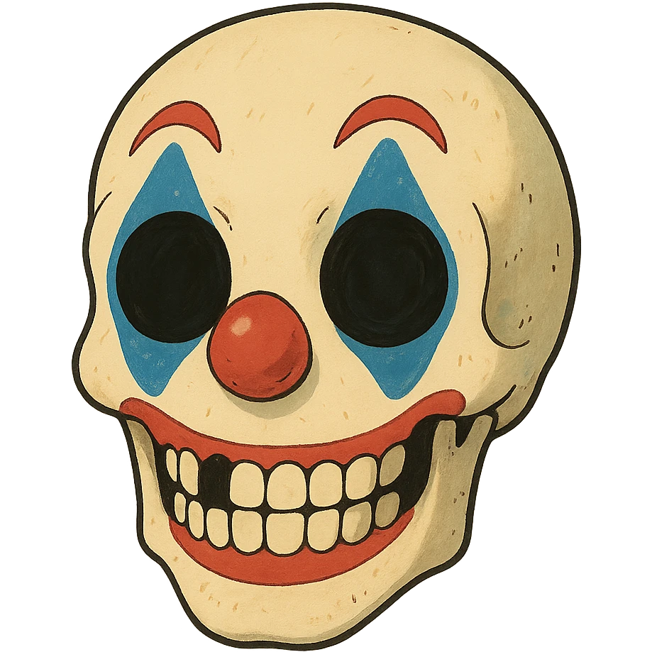 ghibli style skull with clown makeup emoji