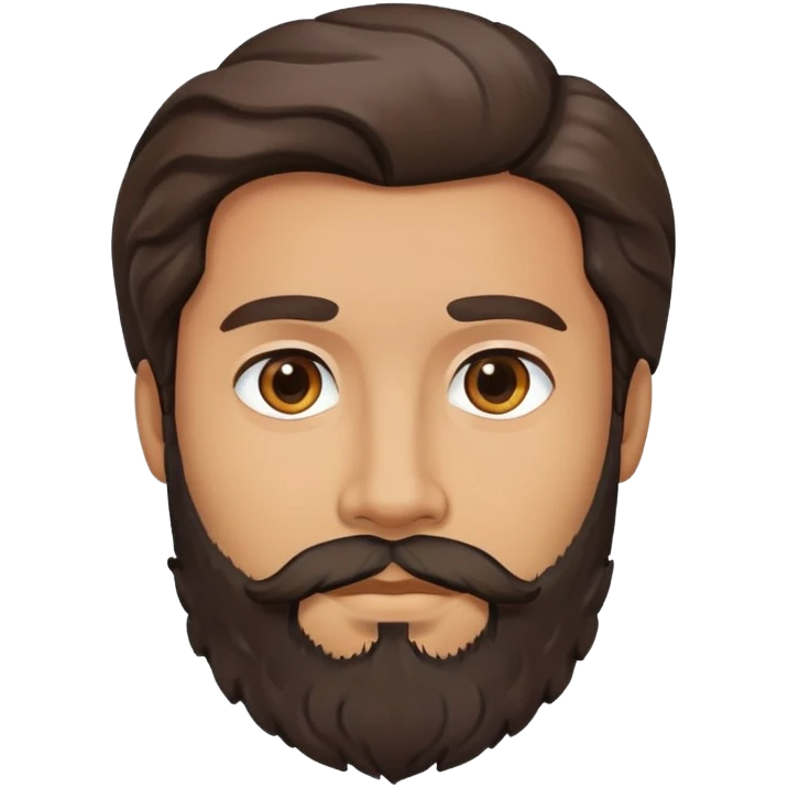 man face with beard, medium skin tone, and dark wavy hair emoji