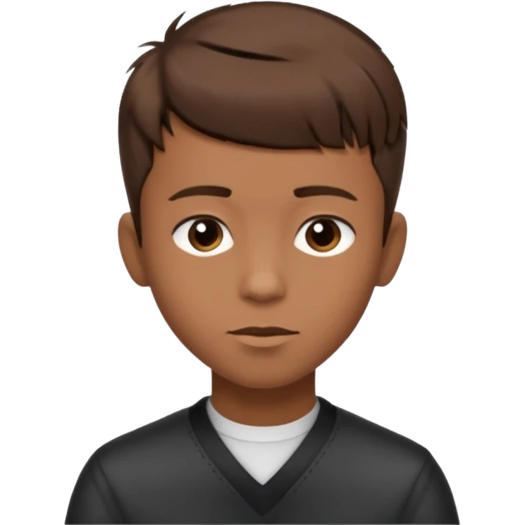 create a fringe haircut boy with a brown hair with hair little up more looking like quiff hairstyle but its going straight not on sid, it need to go on forhead in that direction emoji