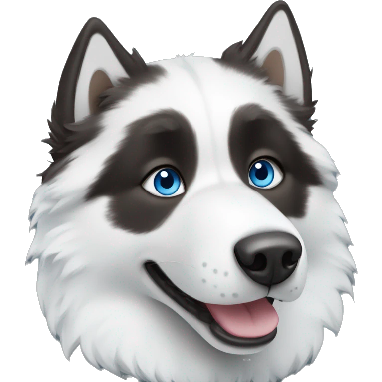 Black and white fluffy husky with one blue eye and one brown eye emoji