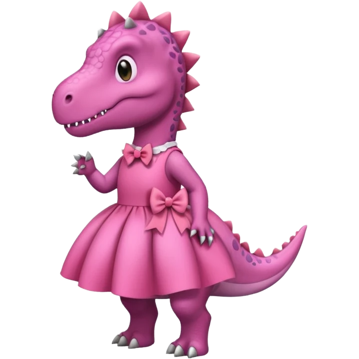 Dinosaur with a bow and Dressed like a doll in Pink  emoji