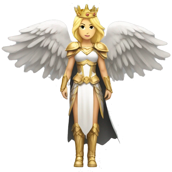 Blond Valkyrie full body with crown with wings emoji