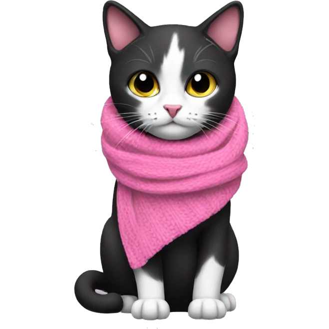 cat black White wearing pink scarf  emoji