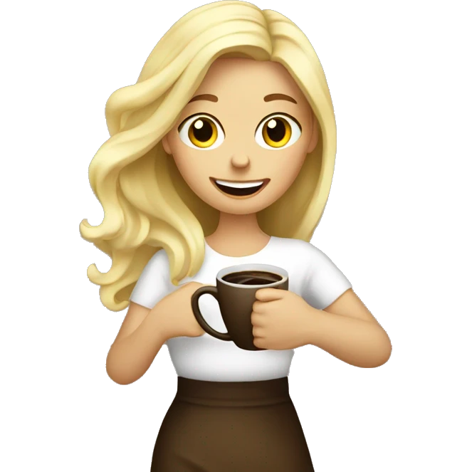 Blond girl with coffe emoji