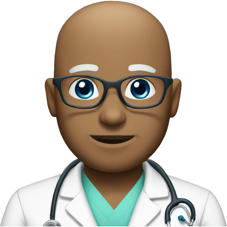 Bald blue eyed doctor emoji