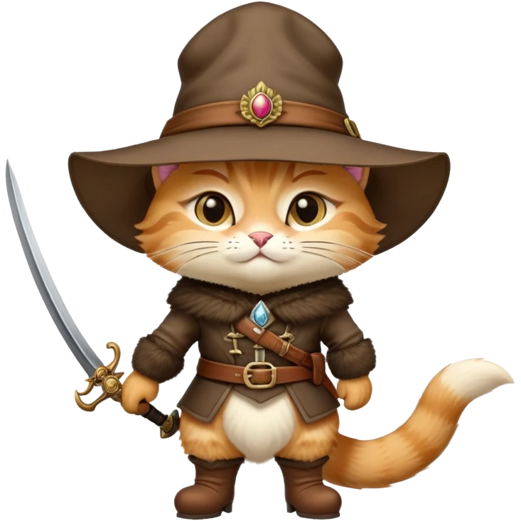 classic Puss in Boots with hat and confident expression emoji