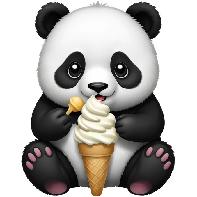 Panda eating ice cream emoji