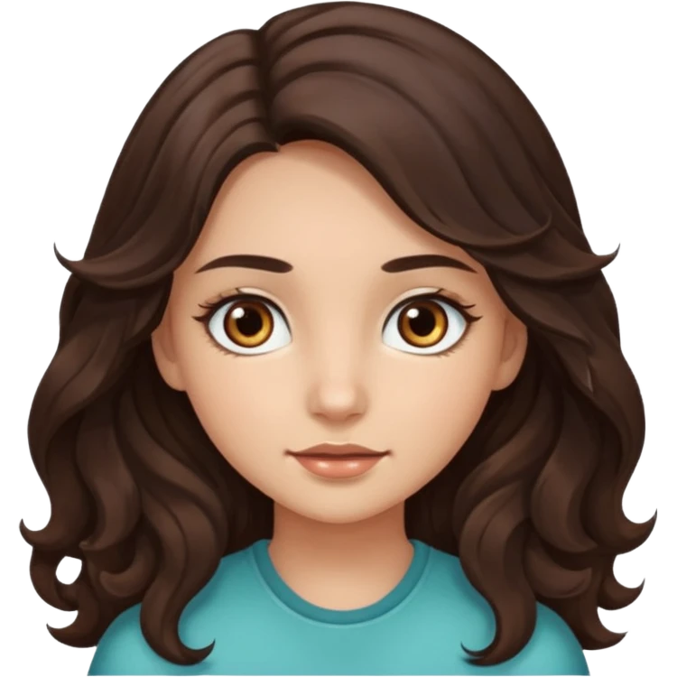 girl with wavy long dark brown hair, brown eyes, light to medium complexion, long lashes emoji