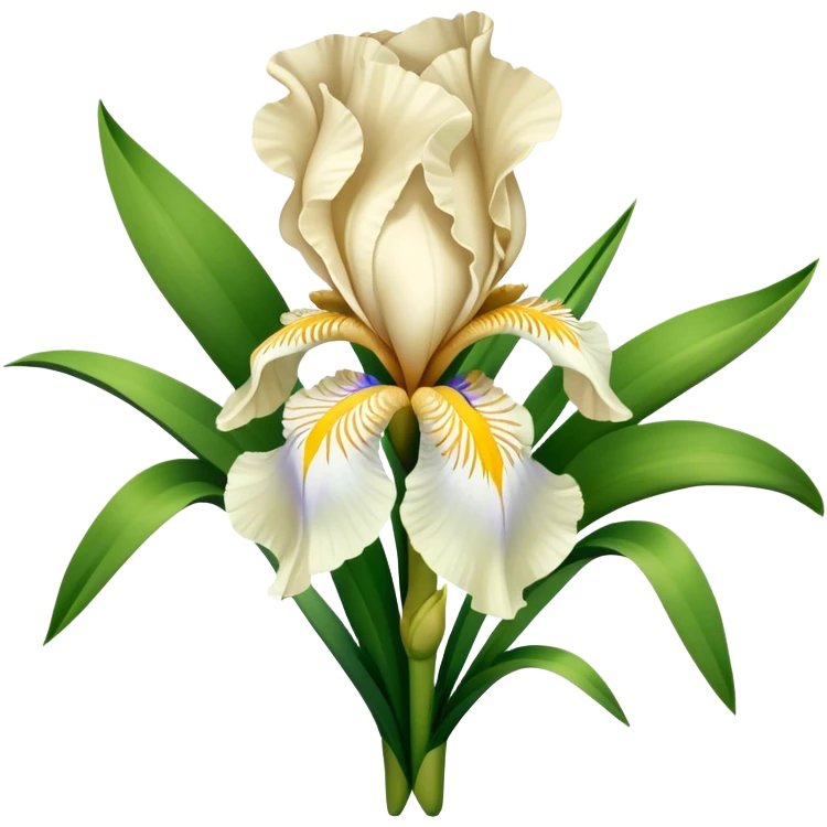 big bouquet Cream Iris, luxuriant, leaf, bud emoji