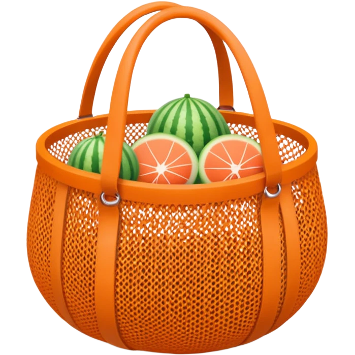net bag,  mesh storage bag, tote bag, stored with melon it has two knited handles as bag itself emoji