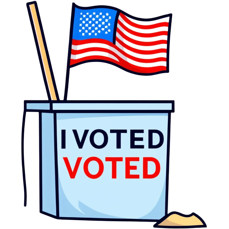 I voted sticker with American flag emoji