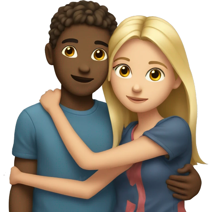 Girl and a boy hugging  emoji