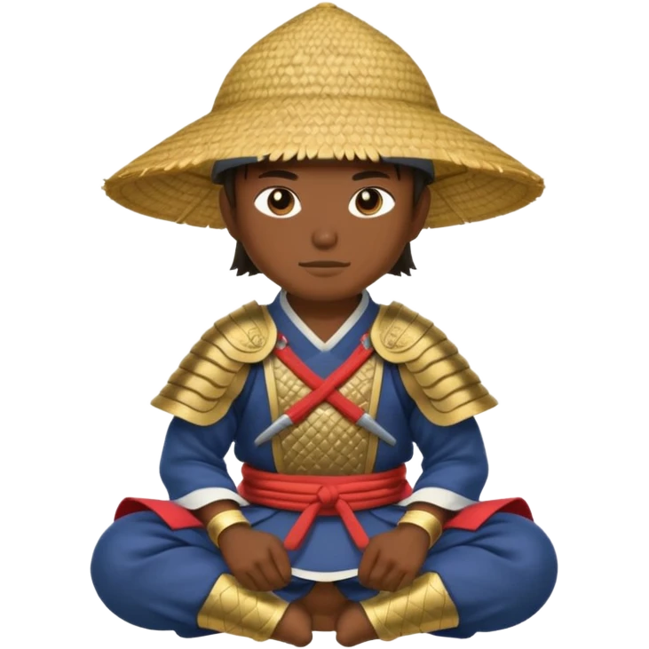 asian Samurais in Hat, Samurai kneeling  emoji