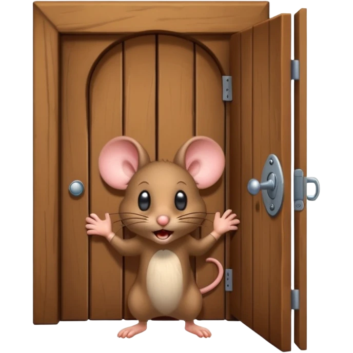 Scared Mouse open Little Door in the wall emoji