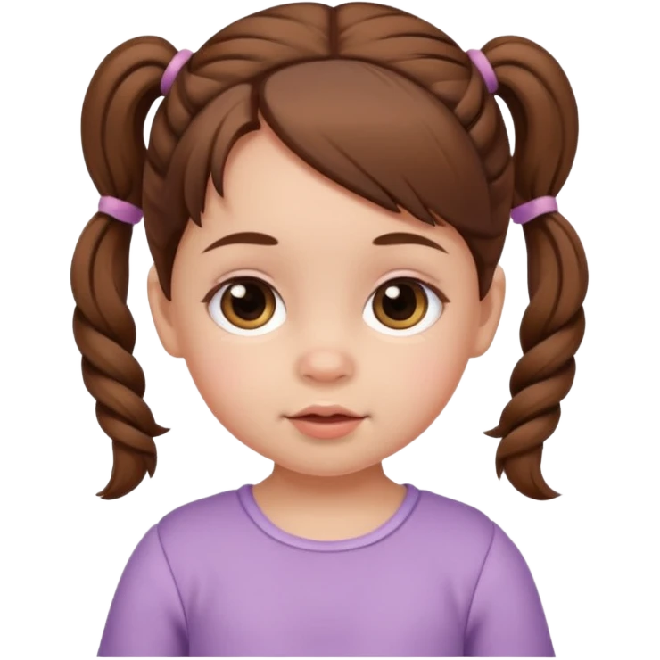 baby girl with brown hair and pigtails emoji