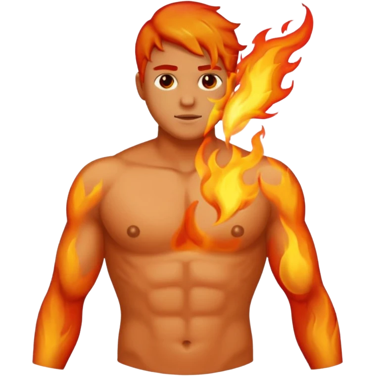 Male breast area with left nipple on fire; subtle flame emoji