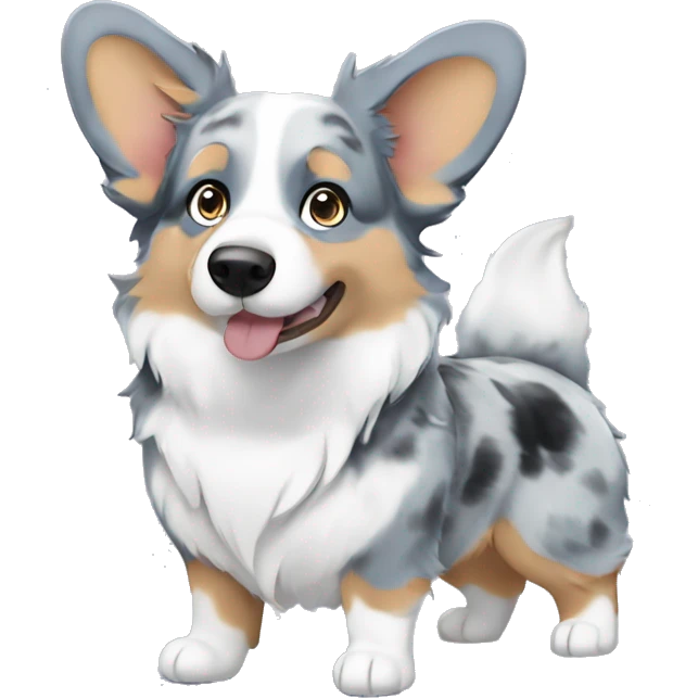 Blue Merle corgi with a blue eye emoji