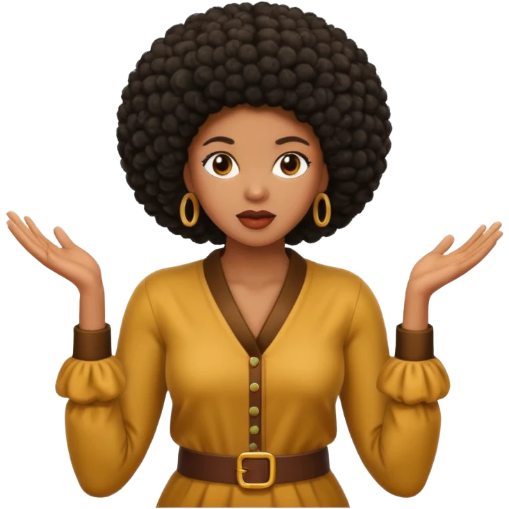 Black woman with an Afro shrugging emoji