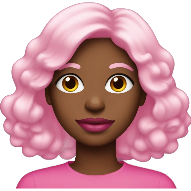 Black lady Pink emoji with pink lips emoji