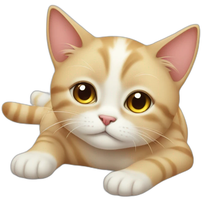 Cutest sad cat lying on white carpet  emoji