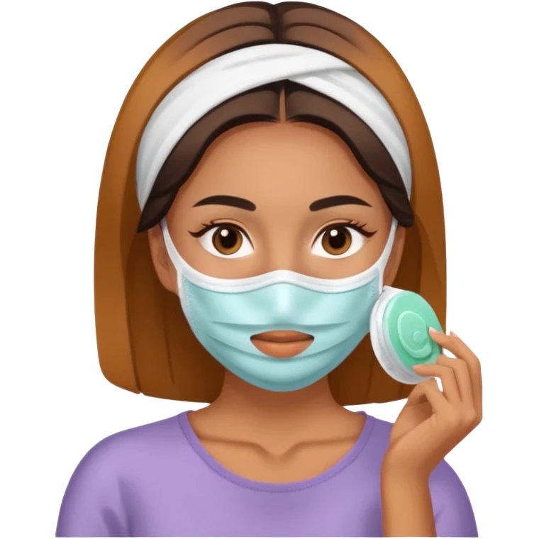 Perempuan lagi selfcare (tapi yang lebih ketutup) fokus di muka emoji
