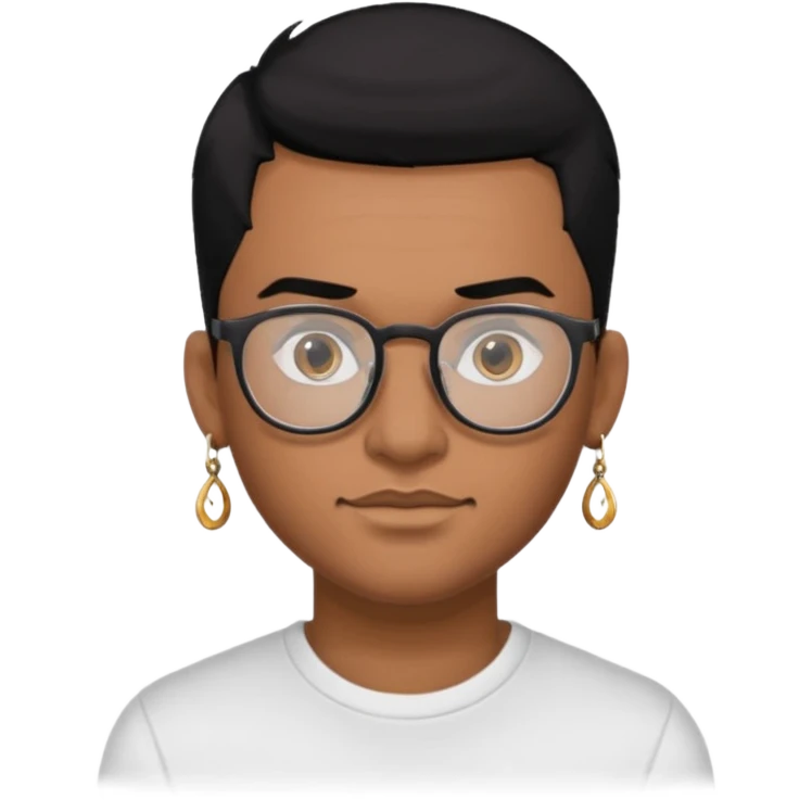 man with tattoo, black hair, wearing glasses, have 1 earring emoji